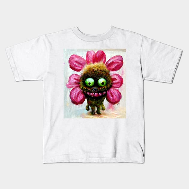 Cute flower plant monster Kids T-Shirt by Fluffypunk